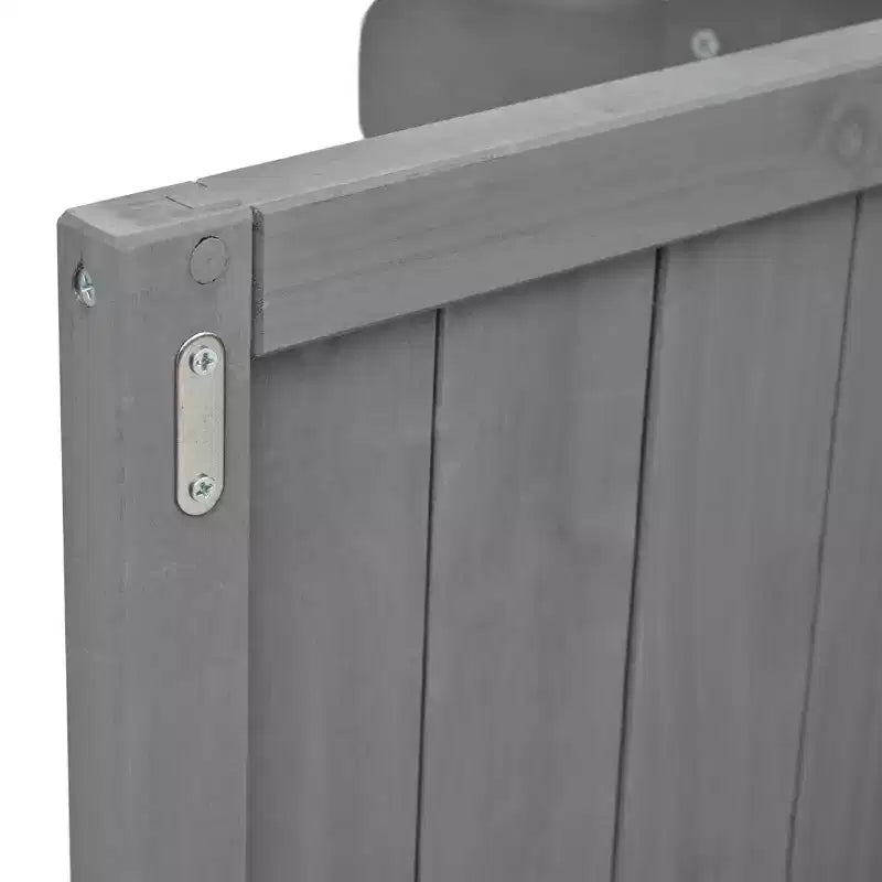 Isola per cucina da esterno in legno di abete con piano pieghevole in acciaio inox e contenitore