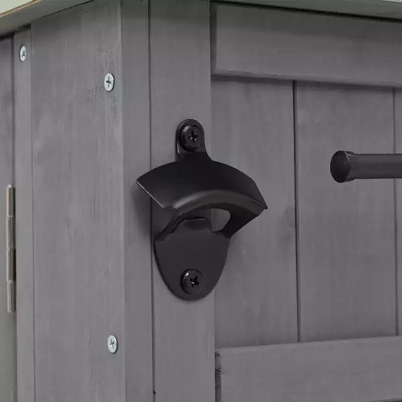 Isola per cucina da esterno in legno di abete con piano pieghevole in acciaio inox e contenitore