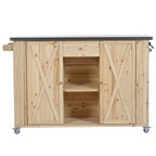 Isola per cucina da esterno in legno di abete con piano pieghevole in acciaio inox e contenitore