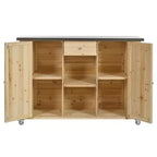 Isola per cucina da esterno in legno di abete con piano pieghevole in acciaio inox e contenitore