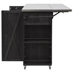 Isola per cucina da esterno in legno di abete con piano pieghevole in acciaio inox e contenitore