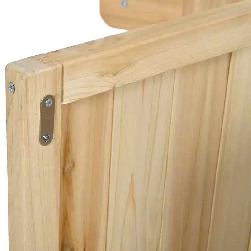 Isola per cucina da esterno in legno di abete con piano pieghevole in acciaio inox e contenitore