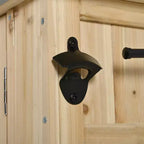 Isola per cucina da esterno in legno di abete con piano pieghevole in acciaio inox e contenitore