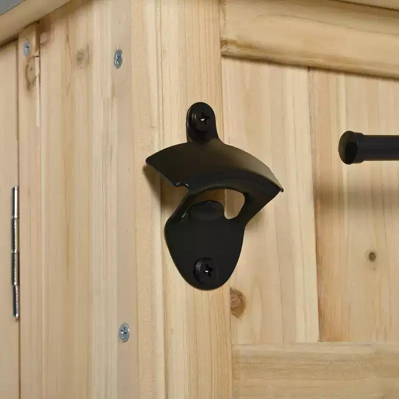 Isola per cucina da esterno in legno di abete con piano pieghevole in acciaio inox e contenitore