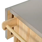 Isola per cucina da esterno in legno di abete con piano pieghevole in acciaio inox e contenitore