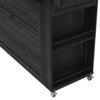 Isola per cucina da esterno in legno di abete con piano pieghevole in acciaio inox e contenitore