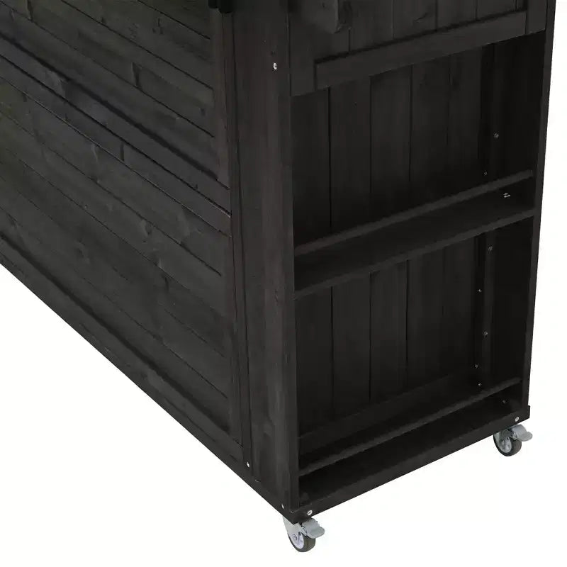 Isola per cucina da esterno in legno di abete con piano pieghevole in acciaio inox e contenitore