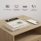 Comodino Bohemien in Rattan con Stazione di Ricarica | USB e Type-C | Gambe in Legno Massello