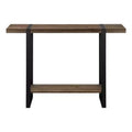 HomeRoots 47 Brown and Black Wood and Metal Distressed Sled Console Table With Shelf