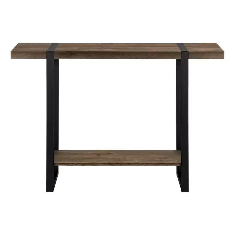 Consolle da 47" a slitta in legno invecchiato e metallo con ripiano inferiore | Marrone e Nero