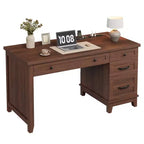 Scrivania Direzionale da 136 cm con 4 Cassetti, Scrivania Rustica per Ufficio Domestico con Mobile Archivio, Scrivania da Computer in Legno per Studio, Tavolo da Conferenza