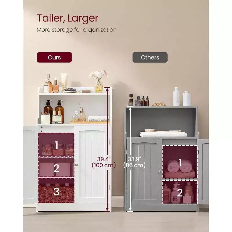 Mobiletto da bagno, armadietto da terra con 2 ante, 2 ripiani regolabili, 30 x 60 x 100 cm