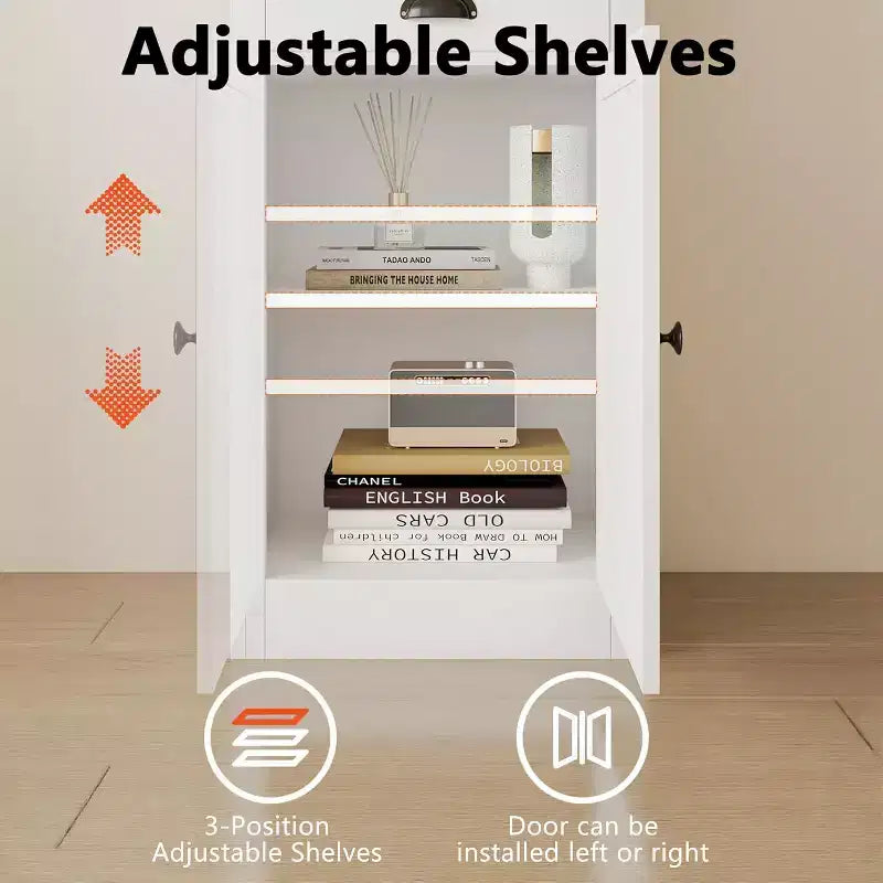 Libreria alta 71" con armadietto, Libreria a 3 ripiani e armadietto, Credenza, Libreria moderna per soggiorno, ufficio