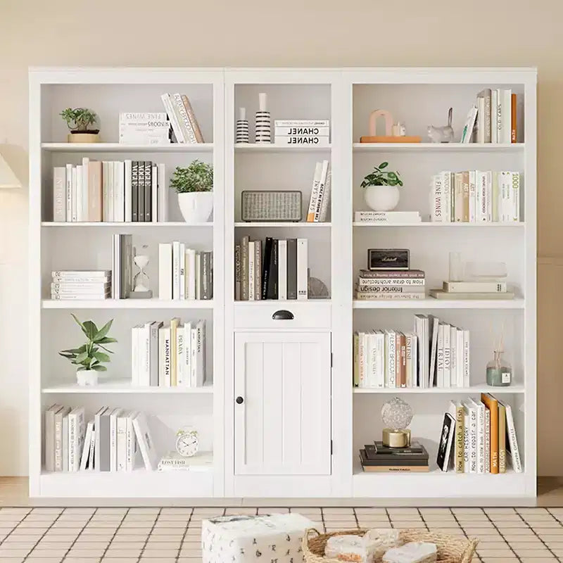 Libreria alta 71" con armadietto, Libreria a 3 ripiani e armadietto, Credenza, Libreria moderna per soggiorno, ufficio