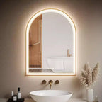 Arched LED Bathroom Mirror, Gold Bathroom Mirror, Anti-Fog, Wall Mounted Mirror, Dimmable Brightness, 3 Color Temperatures