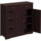 Dcolora Bathroom Free-Standing Floor Cabinet, Practical Storage Cabinet with 4 Drawers and 2 Doors
