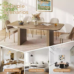 Tavolo da Pranzo Allungabile per 6-10 Persone | Venatura del Legno Doppio Basamento | 160-200 cm
