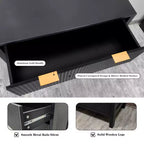 Cassettiera alta a 4 cassetti con design scanalato, Cassettiera moderna di metà secolo per camera da letto, soggiorno, corridoio, finitura nera