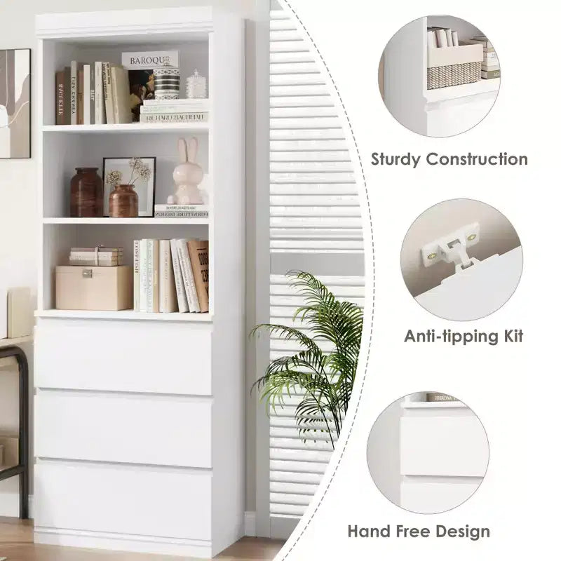 Organizzatore per giocattoli per bambini con cassetto scorrevole | Baule portagiochi moderno in legno | Bianco