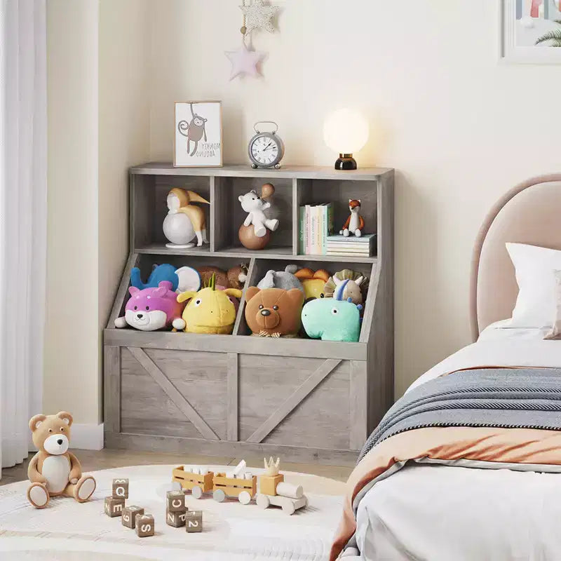 Libreria per bambini, contenitore giocattoli per bambini, mobile portaoggetti per giocattoli con libreria, adatto per sala giochi, camera da letto, cameretta, aula