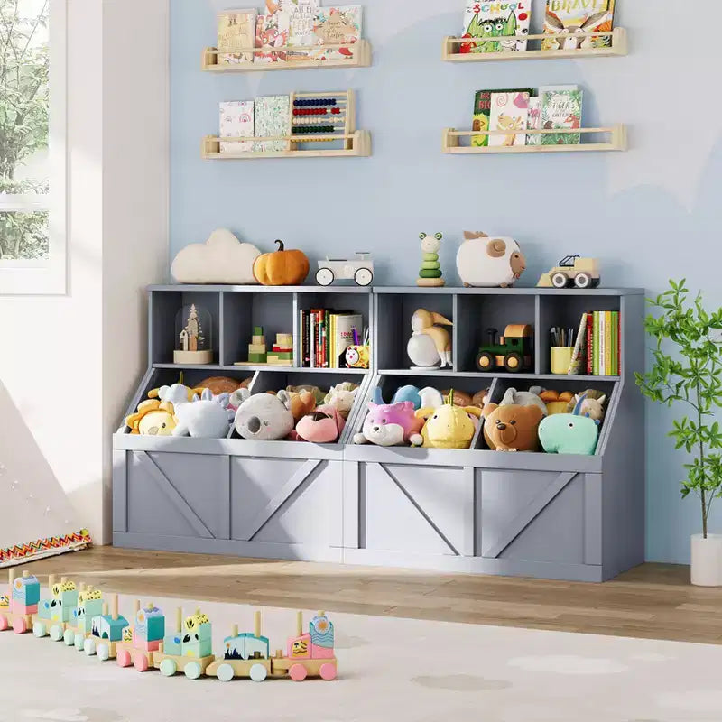 Libreria per bambini, contenitore giocattoli per bambini, mobile portaoggetti per giocattoli con libreria, adatto per sala giochi, camera da letto, cameretta, aula