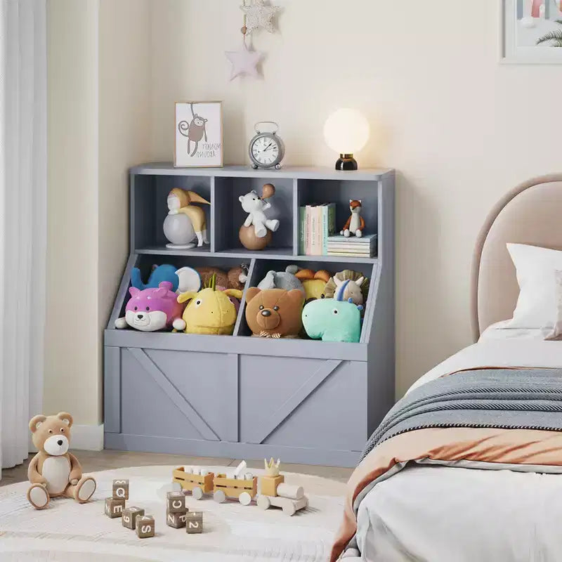 Libreria per bambini, contenitore giocattoli per bambini, mobile portaoggetti per giocattoli con libreria, adatto per sala giochi, camera da letto, cameretta, aula