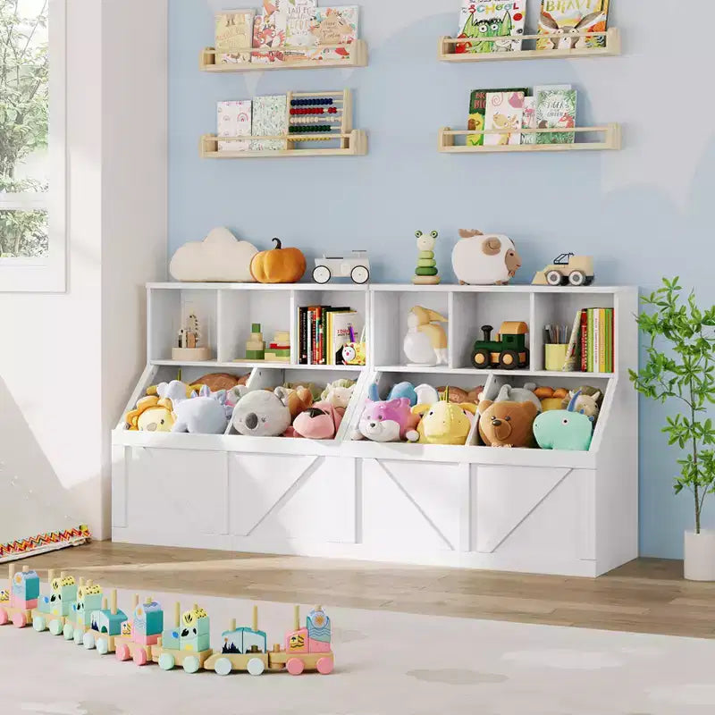 Libreria per bambini, contenitore giocattoli per bambini, mobile portaoggetti per giocattoli con libreria, adatto per sala giochi, camera da letto, cameretta, aula