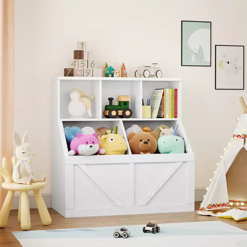 Libreria per bambini, contenitore giocattoli per bambini, mobile portaoggetti per giocattoli con libreria, adatto per sala giochi, camera da letto, cameretta, aula