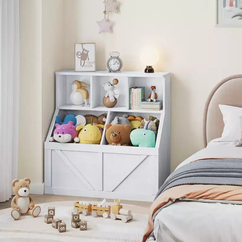 Libreria per bambini, contenitore giocattoli per bambini, mobile portaoggetti per giocattoli con libreria, adatto per sala giochi, camera da letto, cameretta, aula