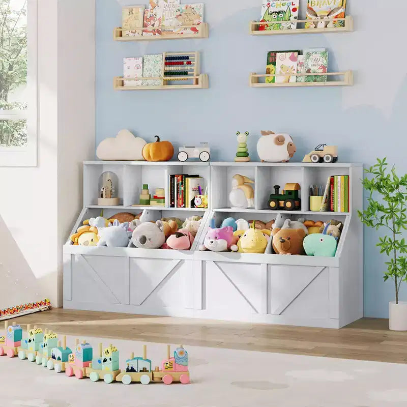 Libreria per bambini, contenitore giocattoli per bambini, mobile portaoggetti per giocattoli con libreria, adatto per sala giochi, camera da letto, cameretta, aula