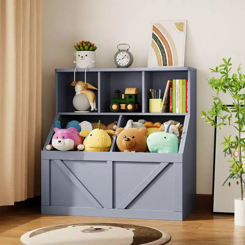 Libreria per bambini, contenitore giocattoli per bambini, mobile portaoggetti per giocattoli con libreria, adatto per sala giochi, camera da letto, cameretta, aula