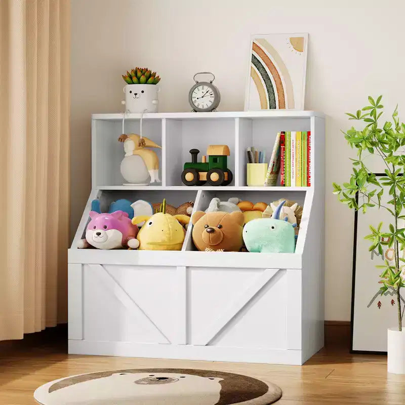 Libreria per bambini, contenitore giocattoli per bambini, mobile portaoggetti per giocattoli con libreria, adatto per sala giochi, camera da letto, cameretta, aula