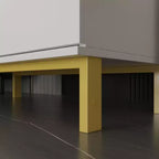 Comodino grande con 3 cassetti e dettagli in metallo dorato | MDF bianco