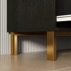 Comodino grande con 3 cassetti e dettagli in metallo dorato | MDF bianco