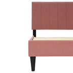 Letto a piattaforma singolo imbottito in velluto con doghe in legno | Letto singolo moderno