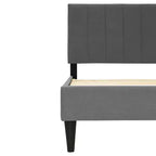 Letto a piattaforma singolo imbottito in velluto con doghe in legno | Letto singolo moderno