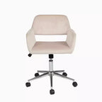 FurnitureR Home Office Chair, Mid Back Velvet Vanity Desk Chairs with Rolling Wheels, Adjustable Chair for Living Room, Bedroom, Studying, Blush