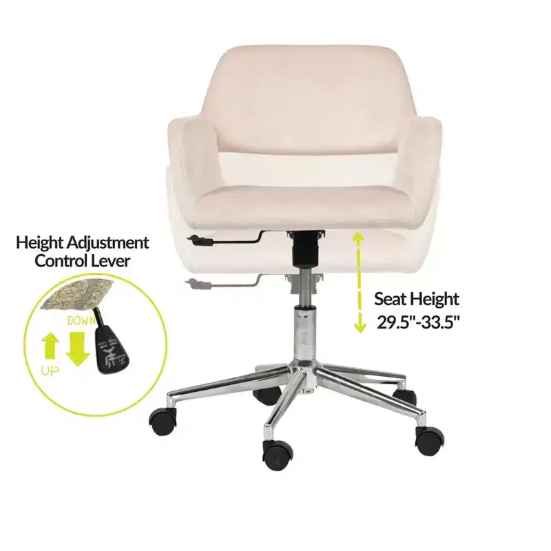 Sedia da scrivania Mid-Back in Velluto con Altezza Regolabile e Rotazione a 360° | Rosa Cipria
