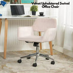 Sedia da scrivania Mid-Back in Velluto con Altezza Regolabile e Rotazione a 360° | Rosa Cipria