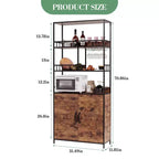 Mobiletto per forno a microonde freestanding, 180 cm di altezza, con portabottiglie e portabicchieri, mobiletto bar a 4 ripiani, per appartamento