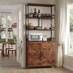 Mobiletto per forno a microonde freestanding, 180 cm di altezza, con portabottiglie e portabicchieri, mobiletto bar a 4 ripiani, per appartamento