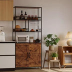 Mobiletto per forno a microonde freestanding, 180 cm di altezza, con portabottiglie e portabicchieri, mobiletto bar a 4 ripiani, per appartamento