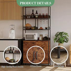 Mobiletto per forno a microonde freestanding, 180 cm di altezza, con portabottiglie e portabicchieri, mobiletto bar a 4 ripiani, per appartamento