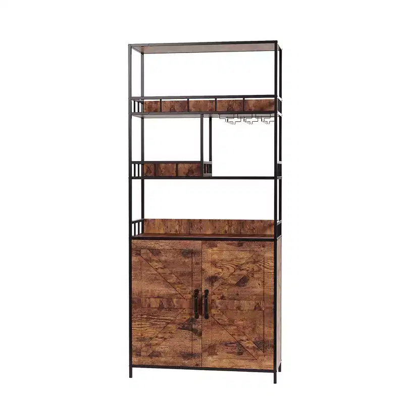 Mobiletto per forno a microonde freestanding, 180 cm di altezza, con portabottiglie e portabicchieri, mobiletto bar a 4 ripiani, per appartamento