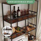 Mobiletto per forno a microonde freestanding, 180 cm di altezza, con portabottiglie e portabicchieri, mobiletto bar a 4 ripiani, per appartamento