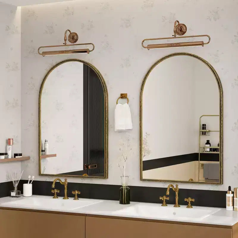 Specchio ad arco vintage 36X24IN con cornice in metallo, specchio da bagno effetto invecchiato, specchio da parete per bagno, ingresso, camera da letto