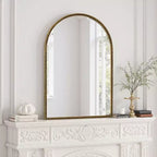 Specchio ad arco vintage 36X24IN con cornice in metallo, specchio da bagno effetto invecchiato, specchio da parete per bagno, ingresso, camera da letto