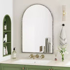 Specchio ad arco vintage 36X24IN con cornice in metallo, specchio da bagno effetto invecchiato, specchio da parete per bagno, ingresso, camera da letto