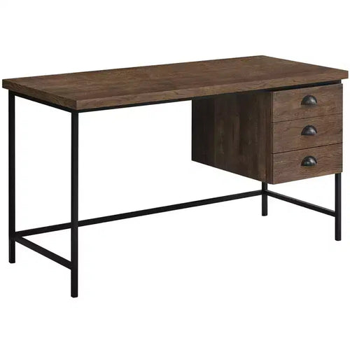 24 Brown and Black Computer Desk With Three Drawers