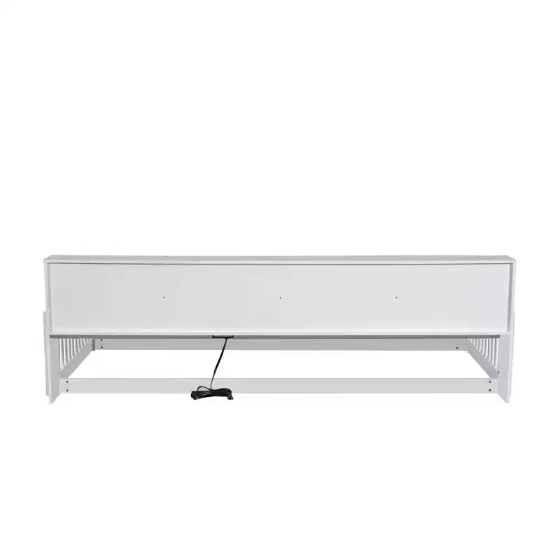 Letto a pavimento in legno Twin XL con armadietti e porte USB, letto a pavimento Montessori per bambini con recinzione